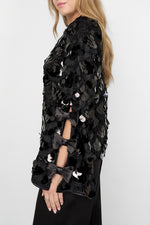 Polyester fiber (polyester) Long sleeve tops Sequins Elegant Fall/Winter  Clothes