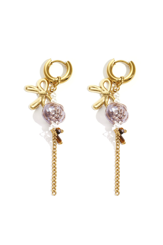 Stainless Steel Drop Earrings Flower Casual Daily Simple Series Women's jewelry