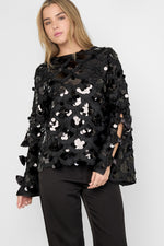 Polyester fiber (polyester) Long sleeve tops Sequins Elegant Fall/Winter  Clothes